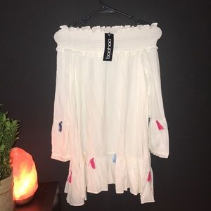 BOOHOO off shoulder boho dress (NWT)